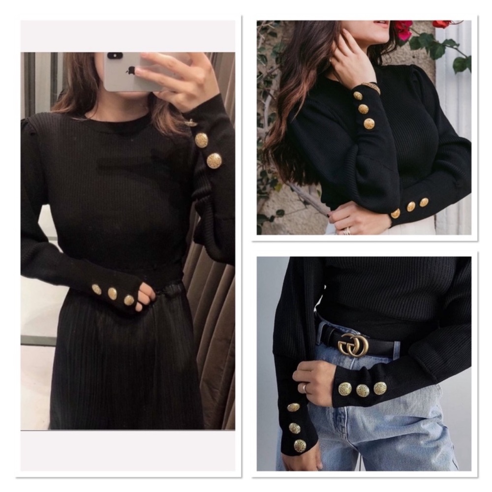 Zara Ribbed Sweater with Ballon Sleeves